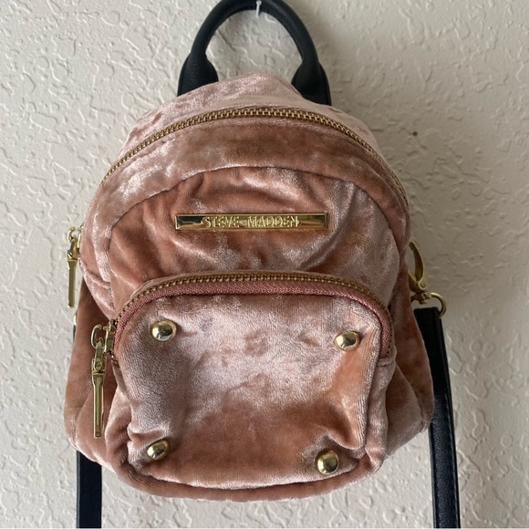 Steve Madden Pink Velvet Mini Backpack - Picture 11 of 12